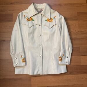 Women's Vintage 1960's Amour From Woodstock Vinyl Leather Embroidered Jacket L